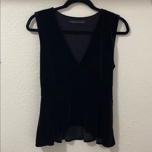 Black velvet peplum top